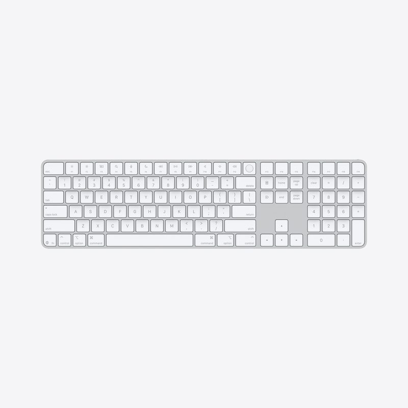 Magic Keyboard với Touch ID và Numeric Keypad cho các phiên bản Mac sử dụng chip Apple silicon (USB‑C) - Tiếng Anh (Mỹ) - Phím Trắng