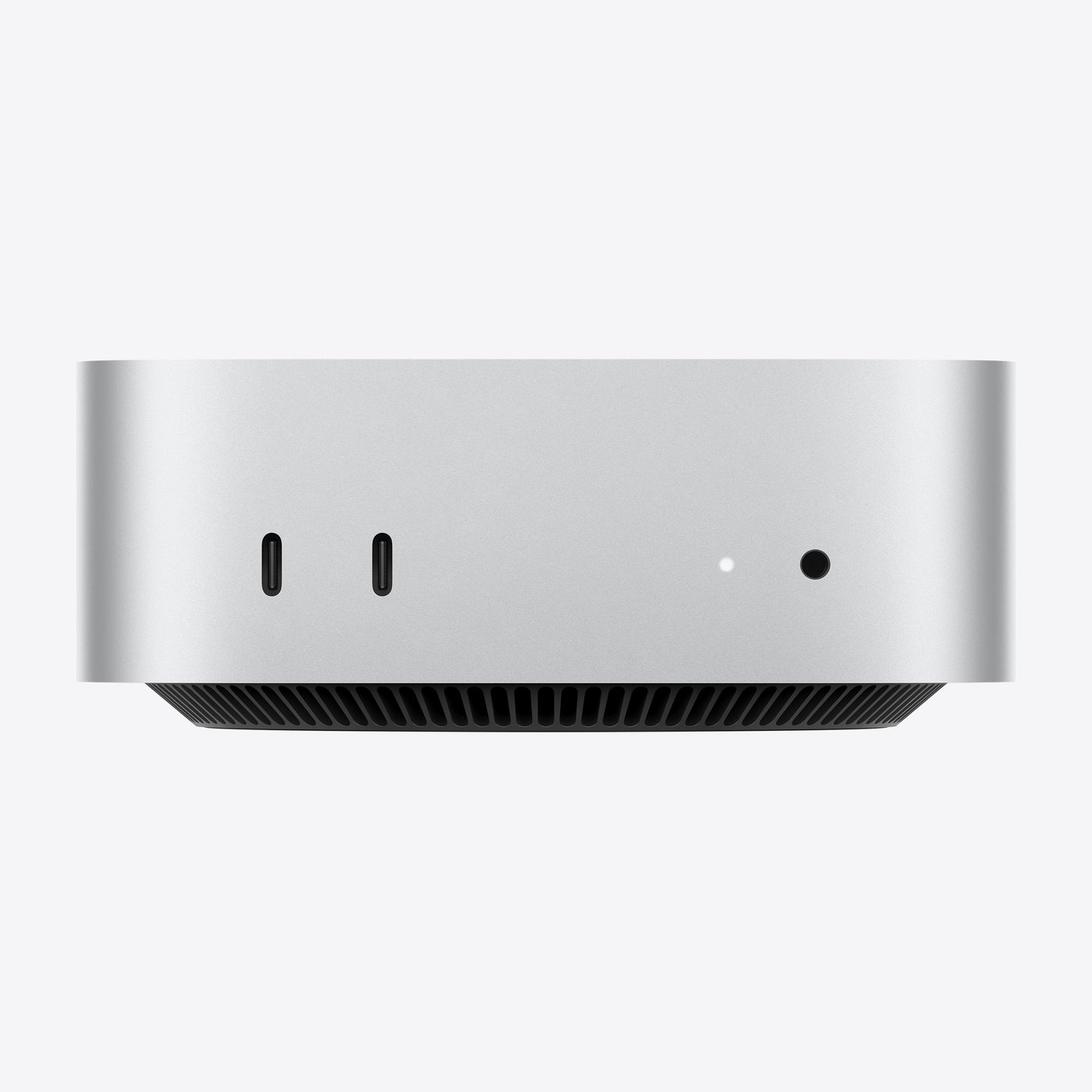 Mac mini — mặt trước, hai cổng USB-C và jack tai nghe 3,5 mm